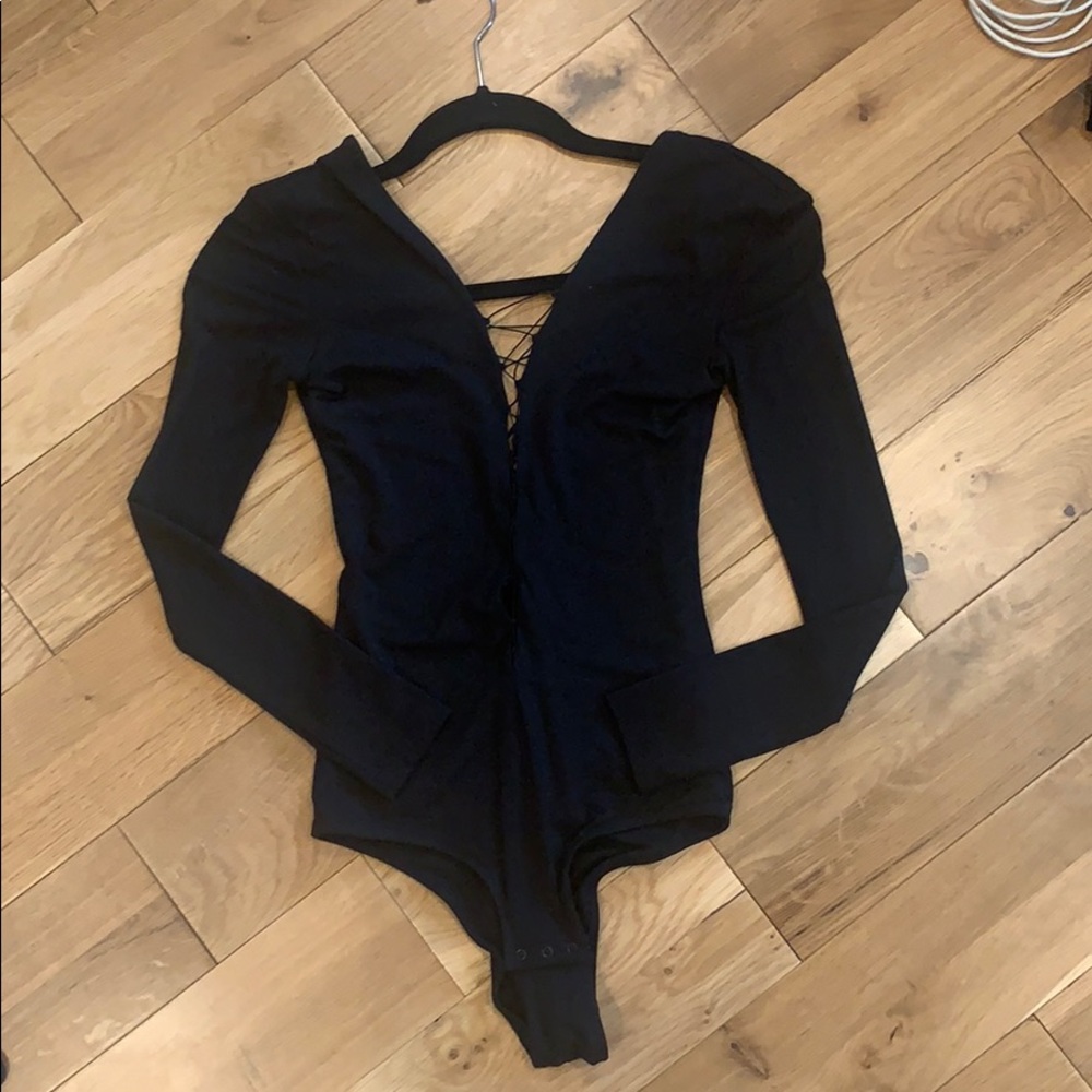 Alexander Wang Black Long Sleeve Bodysuit